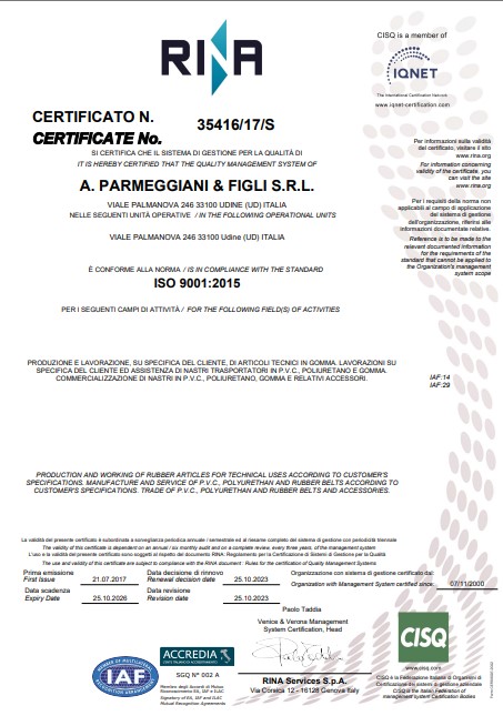 Certificato Qualita ISO 9001:2015